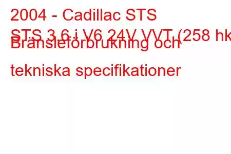 2004 - Cadillac STS
STS 3.6 i V6 24V VVT (258 hk) Bränsleförbrukning och tekniska specifikationer