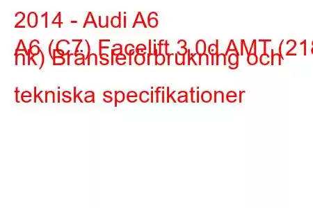 2014 - Audi A6
A6 (C7) Facelift 3.0d AMT (218 hk) Bränsleförbrukning och tekniska specifikationer