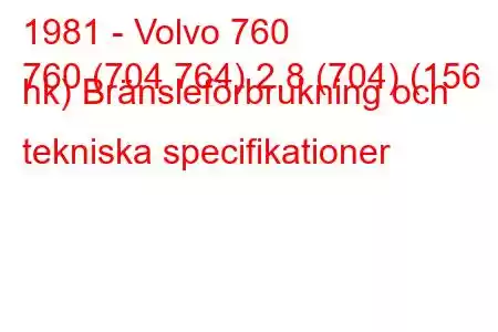 1981 - Volvo 760
760 (704 764) 2,8 (704) (156 hk) Bränsleförbrukning och tekniska specifikationer