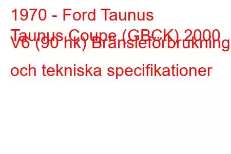 1970 - Ford Taunus
Taunus Coupe (GBCK) 2000 V6 (90 hk) Bränsleförbrukning och tekniska specifikationer