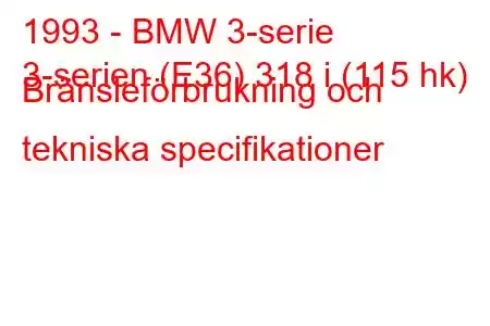 1993 - BMW 3-serie
3-serien (E36) 318 i (115 hk) Bränsleförbrukning och tekniska specifikationer