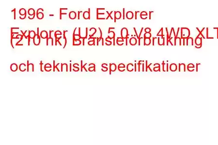 1996 - Ford Explorer
Explorer (U2) 5.0 V8 4WD XLT (210 hk) Bränsleförbrukning och tekniska specifikationer