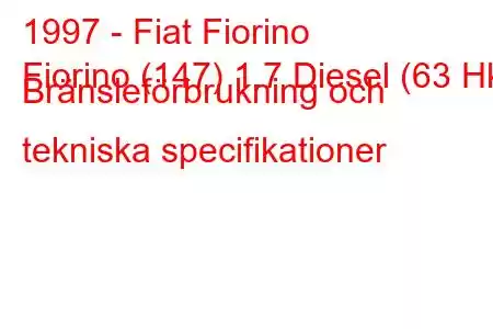 1997 - Fiat Fiorino
Fiorino (147) 1.7 Diesel (63 Hk) Bränsleförbrukning och tekniska specifikationer