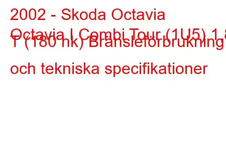 2002 - Skoda Octavia
Octavia I Combi Tour (1U5) 1,8 T (180 hk) Bränsleförbrukning och tekniska specifikationer