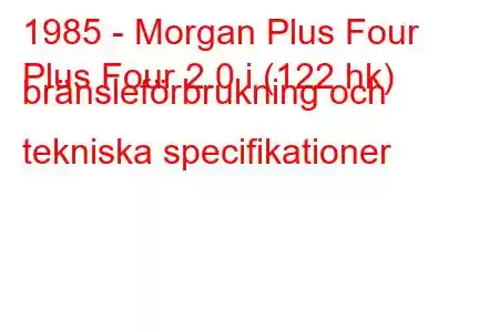 1985 - Morgan Plus Four
Plus Four 2.0 i (122 hk) bränsleförbrukning och tekniska specifikationer