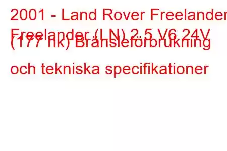 2001 - Land Rover Freelander
Freelander (LN) 2,5 V6 24V (177 hk) Bränsleförbrukning och tekniska specifikationer