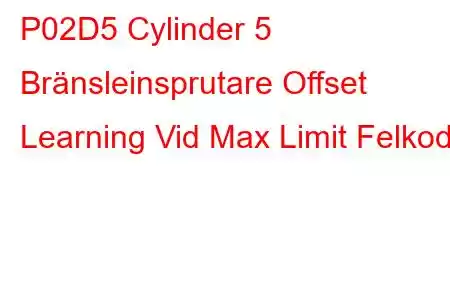 P02D5 Cylinder 5 Bränsleinsprutare Offset Learning Vid Max Limit Felkod