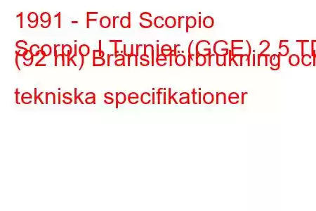 1991 - Ford Scorpio
Scorpio I Turnier (GGE) 2,5 TD (92 hk) Bränsleförbrukning och tekniska specifikationer