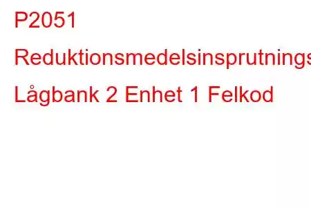 P2051 Reduktionsmedelsinsprutningsventilkrets Lågbank 2 Enhet 1 Felkod