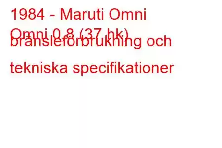 1984 - Maruti Omni
Omni 0,8 (37 hk) bränsleförbrukning och tekniska specifikationer