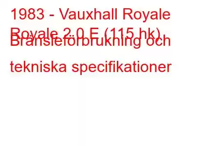 1983 - Vauxhall Royale
Royale 2.0 E (115 hk) Bränsleförbrukning och tekniska specifikationer