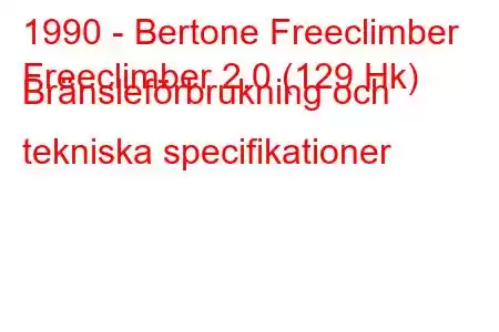 1990 - Bertone Freeclimber
Freeclimber 2.0 (129 Hk) Bränsleförbrukning och tekniska specifikationer