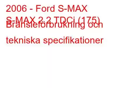 2006 - Ford S-MAX
S-MAX 2.2 TDCi (175) Bränsleförbrukning och tekniska specifikationer