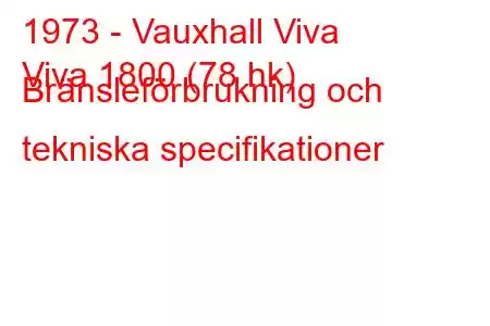 1973 - Vauxhall Viva
Viva 1800 (78 hk) Bränsleförbrukning och tekniska specifikationer