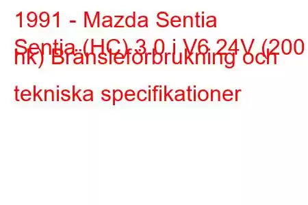 1991 - Mazda Sentia
Sentia (HC) 3.0 i V6 24V (200 hk) Bränsleförbrukning och tekniska specifikationer