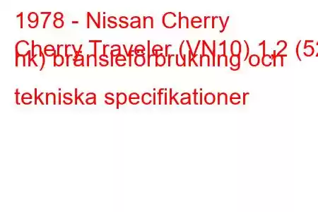 1978 - Nissan Cherry
Cherry Traveler (VN10) 1,2 (52 hk) bränsleförbrukning och tekniska specifikationer