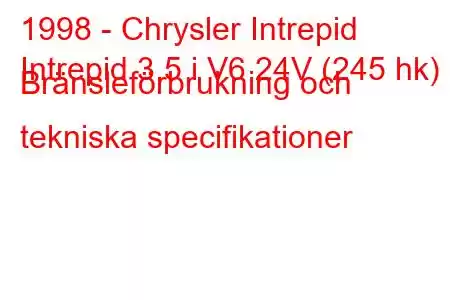 1998 - Chrysler Intrepid
Intrepid 3.5 i V6 24V (245 hk) Bränsleförbrukning och tekniska specifikationer