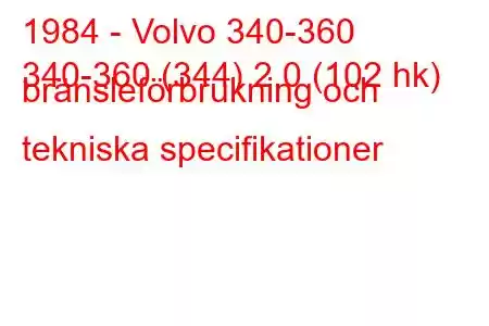 1984 - Volvo 340-360
340-360 (344) 2,0 (102 hk) bränsleförbrukning och tekniska specifikationer