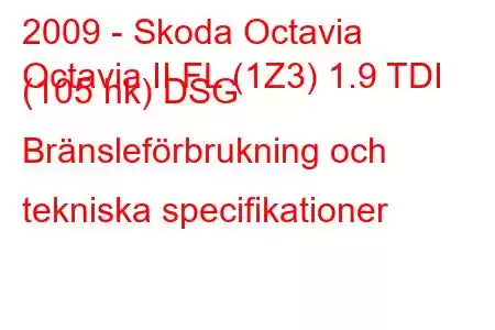 2009 - Skoda Octavia
Octavia II FL (1Z3) 1.9 TDI (105 hk) DSG Bränsleförbrukning och tekniska specifikationer