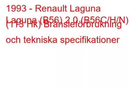 1993 - Renault Laguna
Laguna (B56) 2.0 (B56C/H/N) (113 Hk) Bränsleförbrukning och tekniska specifikationer