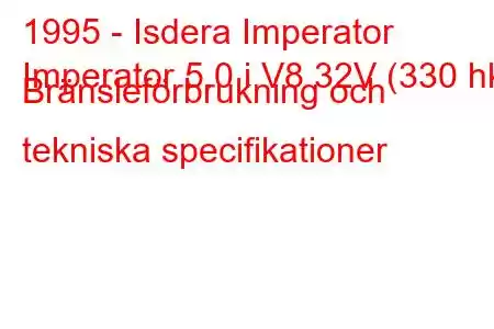 1995 - Isdera Imperator
Imperator 5.0 i V8 32V (330 hk) Bränsleförbrukning och tekniska specifikationer