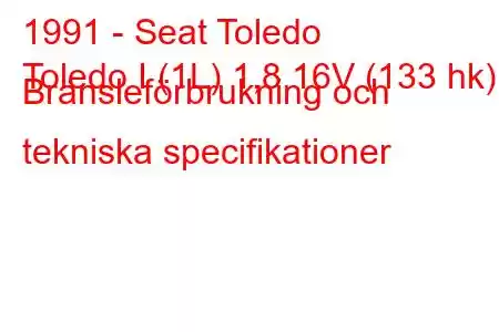 1991 - Seat Toledo
Toledo I (1L) 1,8 16V (133 hk) Bränsleförbrukning och tekniska specifikationer