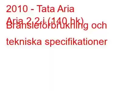 2010 - Tata Aria
Aria 2.2 i (140 hk) Bränsleförbrukning och tekniska specifikationer