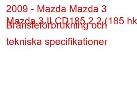 2009 - Mazda Mazda 3
Mazda 3 II CD185 2.2 (185 hk) Bränsleförbrukning och tekniska specifikationer