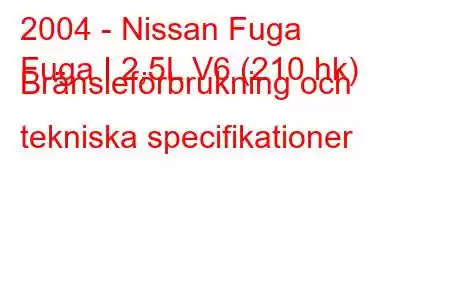 2004 - Nissan Fuga
Fuga I 2,5L V6 (210 hk) Bränsleförbrukning och tekniska specifikationer