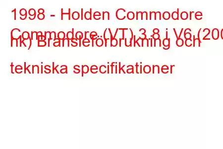 1998 - Holden Commodore
Commodore (VT) 3.8 i V6 (200 hk) Bränsleförbrukning och tekniska specifikationer