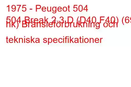 1975 - Peugeot 504
504 Break 2.3 D (D40,F40) (69 hk) Bränsleförbrukning och tekniska specifikationer