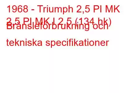 1968 - Triumph 2,5 PI MK
2,5 PI MK I 2,5 (134 hk) Bränsleförbrukning och tekniska specifikationer