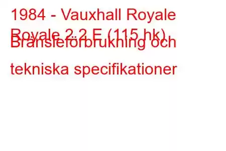 1984 - Vauxhall Royale
Royale 2.2 E (115 hk) Bränsleförbrukning och tekniska specifikationer