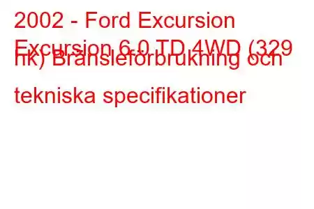 2002 - Ford Excursion
Excursion 6.0 TD 4WD (329 hk) Bränsleförbrukning och tekniska specifikationer