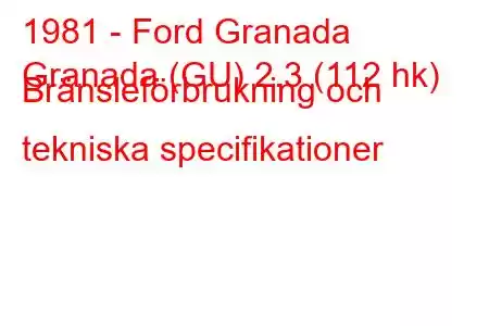 1981 - Ford Granada
Granada (GU) 2.3 (112 hk) Bränsleförbrukning och tekniska specifikationer