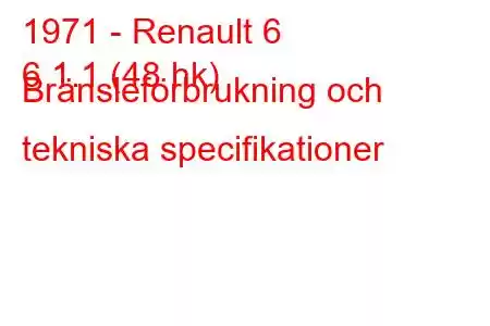 1971 - Renault 6
6 1.1 (48 hk) Bränsleförbrukning och tekniska specifikationer