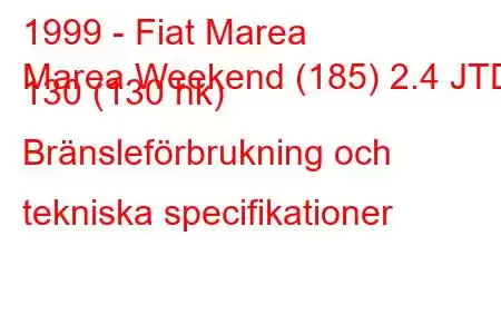 1999 - Fiat Marea
Marea Weekend (185) 2.4 JTD 130 (130 hk) Bränsleförbrukning och tekniska specifikationer