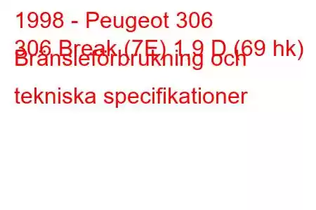 1998 - Peugeot 306
306 Break (7E) 1,9 D (69 hk) Bränsleförbrukning och tekniska specifikationer