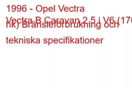 1996 - Opel Vectra
Vectra B Caravan 2.5 i V6 (170 hk) Bränsleförbrukning och tekniska specifikationer