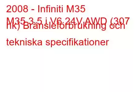 2008 - Infiniti M35
M35 3.5 i V6 24V AWD (307 hk) Bränsleförbrukning och tekniska specifikationer