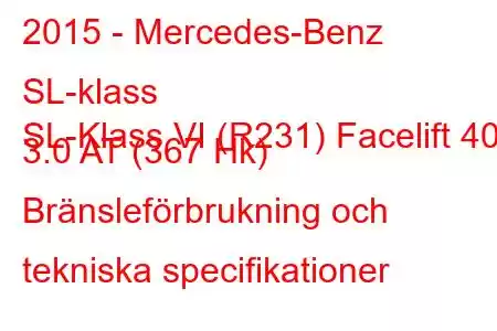 2015 - Mercedes-Benz SL-klass
SL-Klass VI (R231) Facelift 400 3.0 AT (367 Hk) Bränsleförbrukning och tekniska specifikationer