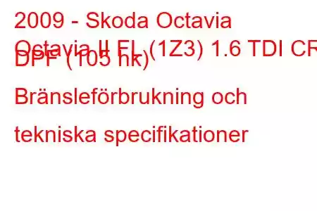 2009 - Skoda Octavia
Octavia II FL (1Z3) 1.6 TDI CR DPF (105 hk) Bränsleförbrukning och tekniska specifikationer