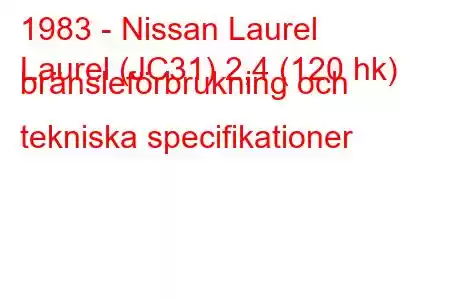 1983 - Nissan Laurel
Laurel (JC31) 2,4 (120 hk) bränsleförbrukning och tekniska specifikationer