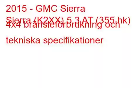 2015 - GMC Sierra
Sierra (K2XX) 5.3 AT (355 hk) 4x4 bränsleförbrukning och tekniska specifikationer