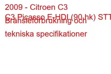 2009 - Citroen C3
C3 Picasso E-HDI (90 hk) STT Bränsleförbrukning och tekniska specifikationer