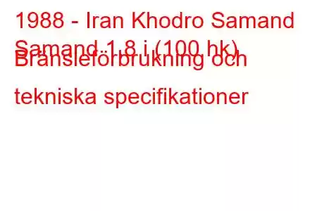 1988 - Iran Khodro Samand
Samand 1,8 i (100 hk) Bränsleförbrukning och tekniska specifikationer