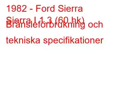 1982 - Ford Sierra
Sierra I 1.3 (60 hk) Bränsleförbrukning och tekniska specifikationer