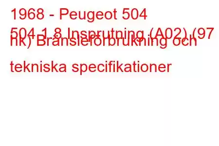 1968 - Peugeot 504
504 1.8 Insprutning (A02) (97 hk) Bränsleförbrukning och tekniska specifikationer