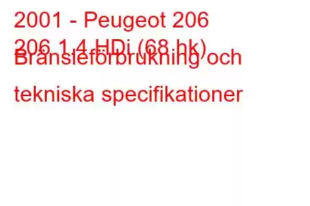 2001 - Peugeot 206
206 1.4 HDi (68 hk) Bränsleförbrukning och tekniska specifikationer