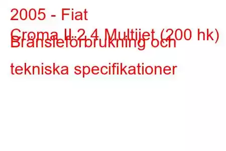 2005 - Fiat
Croma II 2.4 Multijet (200 hk) Bränsleförbrukning och tekniska specifikationer